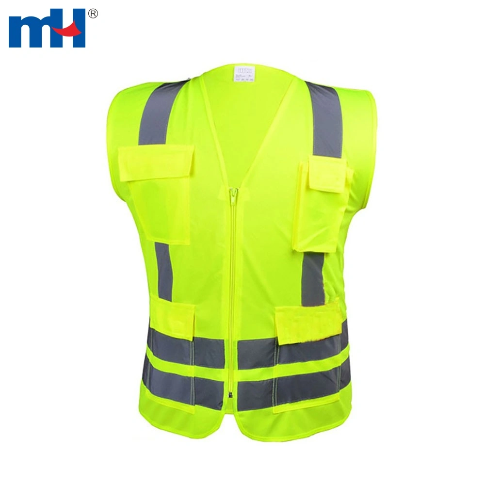 MH Custom High Visibility Safety Workwear Vest with Reflective Stripes