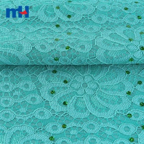 Tissu de dentelle en polyester avec cordon