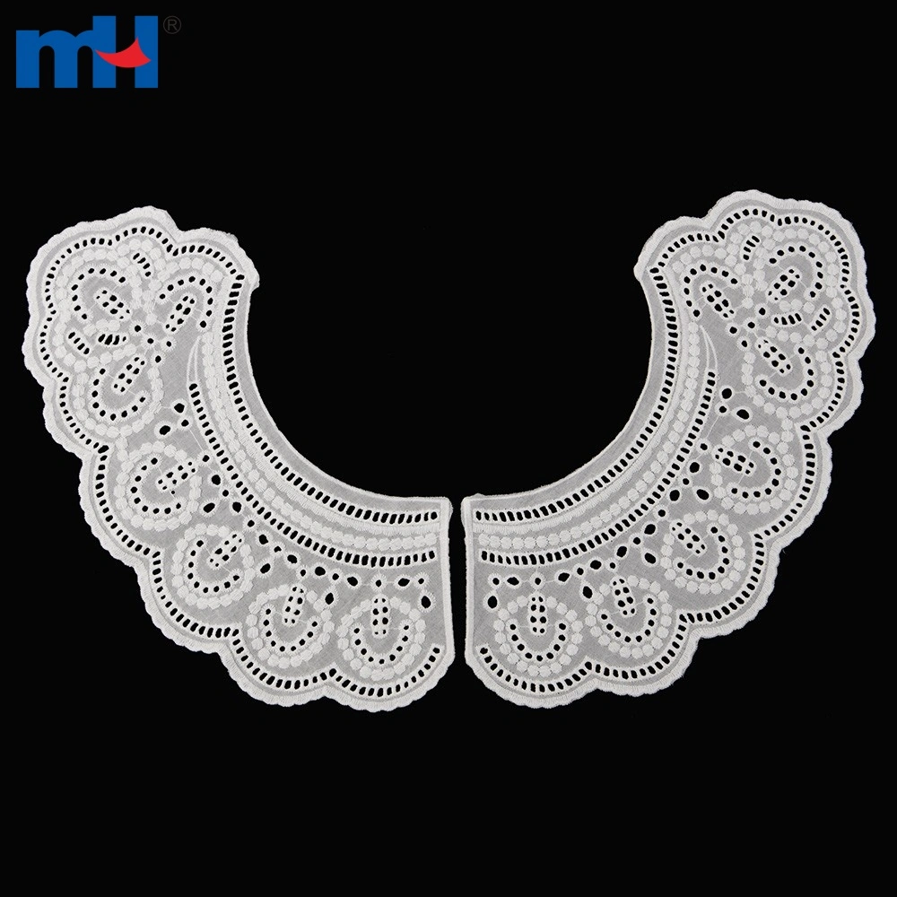 100% Cotton Two-Piece Embroidered Lace Collar for Garment Accessories