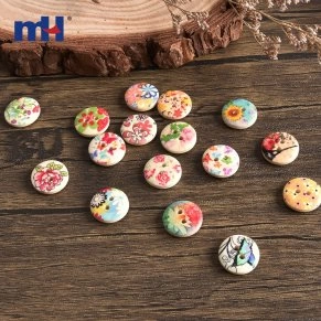 Color-Painted and Printed Solid Wood Buttons