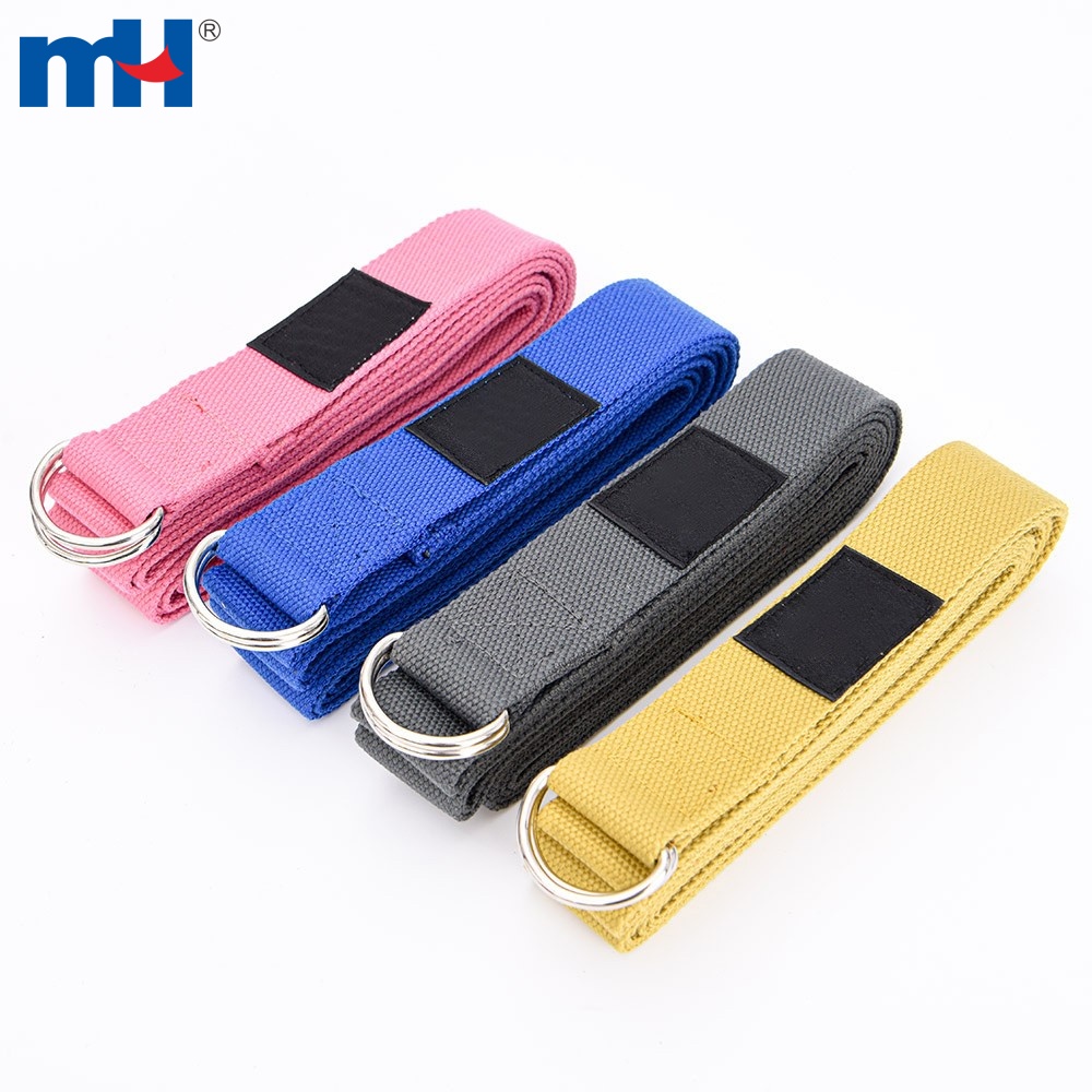 Cotton Yoga Strap Belt with Metal DRing for Stretching