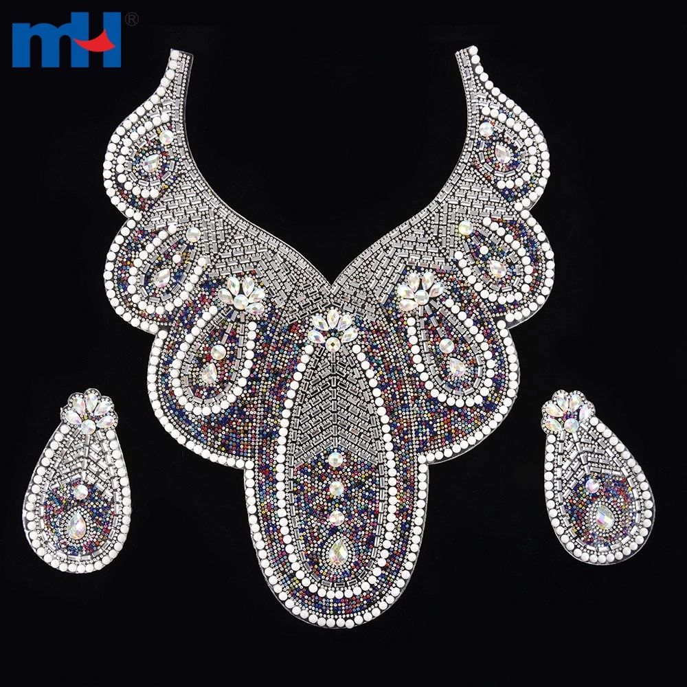 Neckline Hotfix Glass Stone Pattern