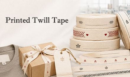 Printed Twill Tape Manufacturer | Custom Cotton Twill Tape for Labels, Gift Wrapping & Branding