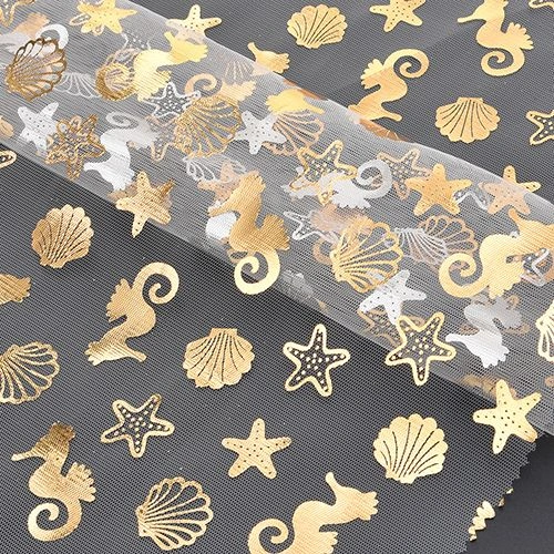 Gold Stamping Mesh Fabric